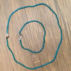 Beaded Choker & Bracelet, Teal 💙💚